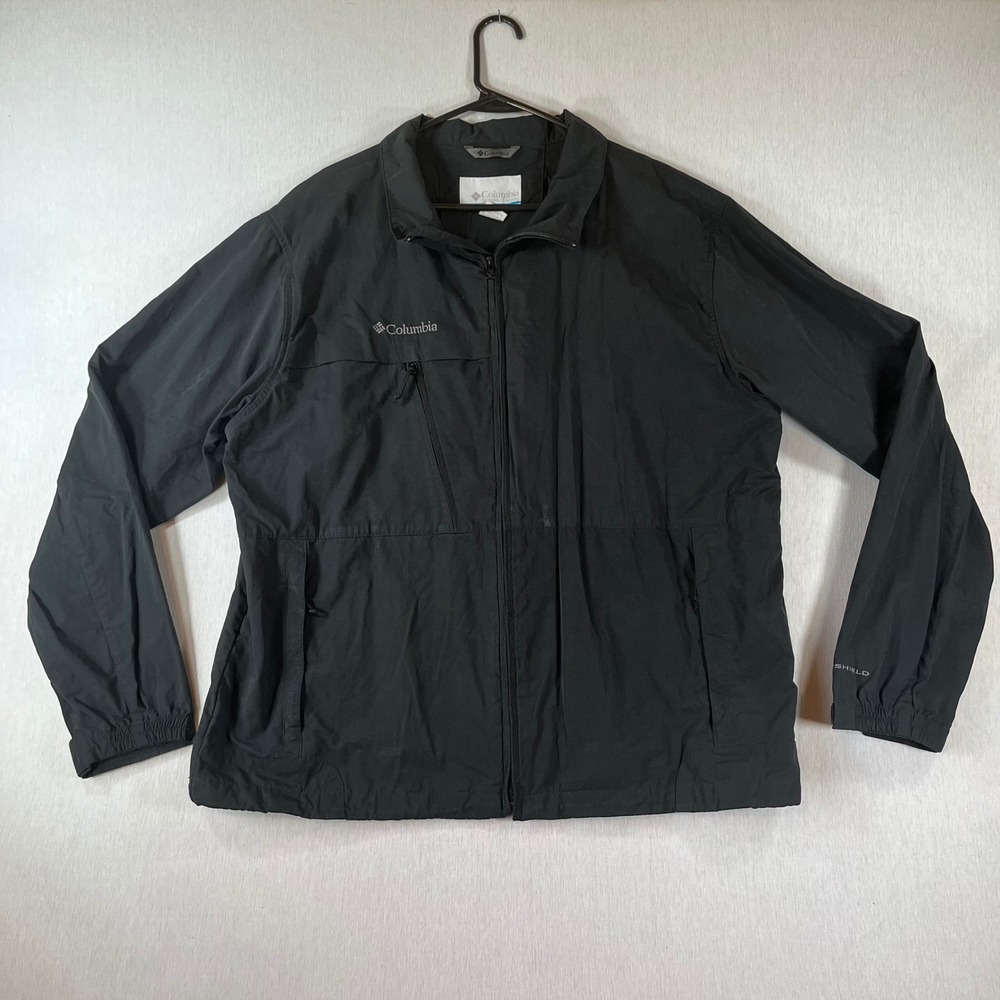 Columbia Omni-Shield Mens XL Full Zip Jacket Black XM 3254 Lightweight Outdoor